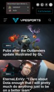 How vpesports.com looks like on a mobile device such as an iPhone.