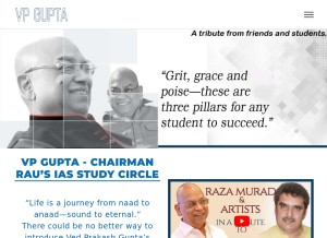 How vpgupta.com looks like on a tablet such as an iPad.