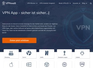 How vpnwelt.com looks like on a tablet such as an iPad.