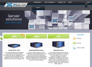 How vpsnet.com looks like on a tablet such as an iPad.