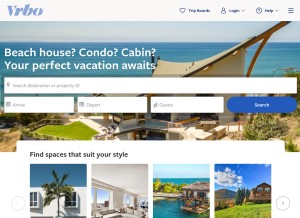How vrbo.com looks like on a tablet such as an iPad.