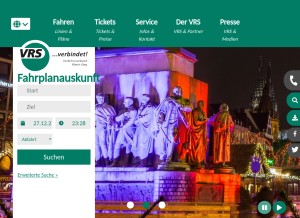How vrs.de looks like on a tablet such as an iPad.