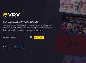 How vrv.co looks like on a tablet such as an iPad.