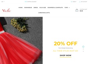 How vschic.com looks like on a tablet such as an iPad.