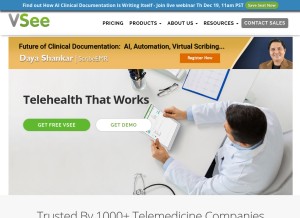 How vsee.com looks like on a tablet such as an iPad.
