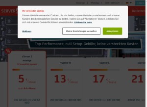 How vserver.de looks like on a tablet such as an iPad.