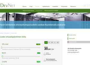 How vserver.fi looks like on a tablet such as an iPad.