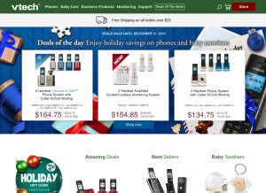 How vtechphones.com looks like on a tablet such as an iPad.