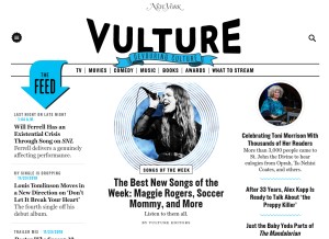 How vulture.com looks like on a tablet such as an iPad.