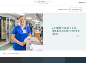 How vumc.org looks like on a tablet such as an iPad.