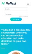 How vumedi.com looks like on a mobile device such as an iPhone.