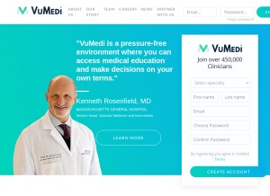 How vumedi.com looks like on a tablet such as an iPad.
