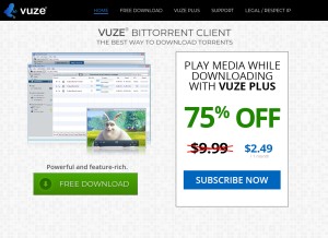 How vuze.com looks like on a tablet such as an iPad.