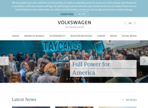 How vw-group.com looks like on a tablet such as an iPad.