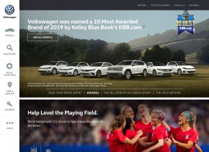 How vw.com looks like on a tablet such as an iPad.