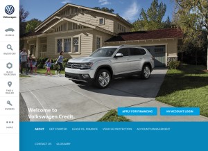How vwcredit.com looks like on a tablet such as an iPad.