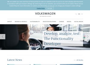 How vwgroup.com looks like on a tablet such as an iPad.