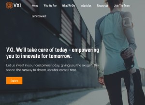 How vxi.com looks like on a tablet such as an iPad.