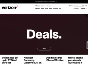 How vzw.com looks like on a tablet such as an iPad.