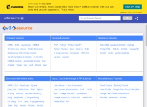 How w3resource.com looks like on a tablet such as an iPad.