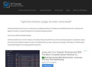 How w7tweaksapp.com looks like on a tablet such as an iPad.