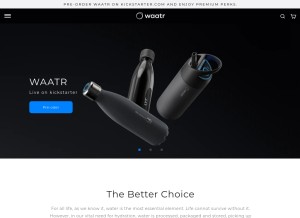 How waatr.com looks like on a tablet such as an iPad.