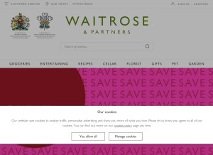 How waitrose.com looks like on a tablet such as an iPad.