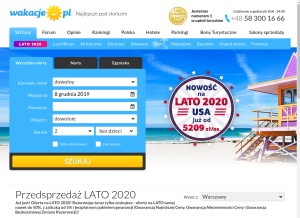 How wakacje.pl looks like on a tablet such as an iPad.
