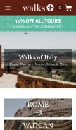 How walksofitaly.com looks like on a mobile device such as an iPhone.