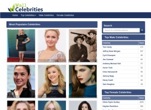 How wallofcelebrities.com looks like on a tablet such as an iPad.