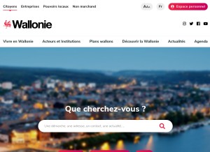 How wallonie.be looks like on a tablet such as an iPad.