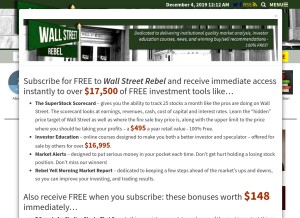How wallstreetrebel.com looks like on a tablet such as an iPad.