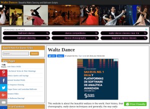 How waltz-dance.com looks like on a tablet such as an iPad.
