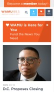 How wamu.org looks like on a mobile device such as an iPhone.