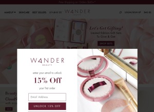 How wanderbeauty.com looks like on a tablet such as an iPad.