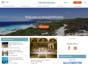 How wanderwisdom.com looks like on a tablet such as an iPad.