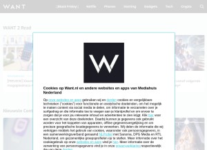 How want.nl looks like on a tablet such as an iPad.