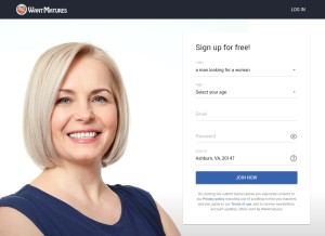 How wantmatures.com looks like on a tablet such as an iPad.