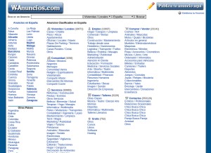 How wanuncios.com looks like on a tablet such as an iPad.