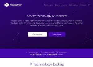 How wappalyzer.com looks like on a tablet such as an iPad.