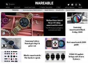 How wareable.com looks like on a tablet such as an iPad.