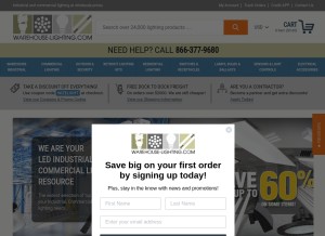 How warehouse-lighting.com looks like on a tablet such as an iPad.