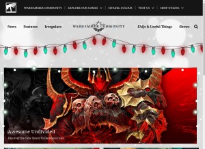 How warhammer-community.com looks like on a tablet such as an iPad.