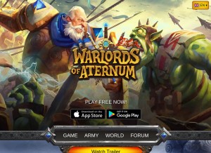 How warlordsofaternum.com looks like on a tablet such as an iPad.