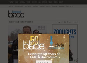 How washingtonblade.com looks like on a tablet such as an iPad.