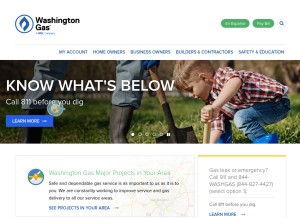 How washingtongas.com looks like on a tablet such as an iPad.