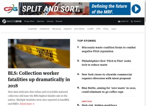 How wastedive.com looks like on a tablet such as an iPad.