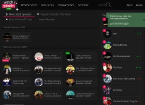How watchepisodes4.com looks like on a tablet such as an iPad.