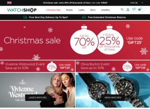 How watchshop.com looks like on a tablet such as an iPad.