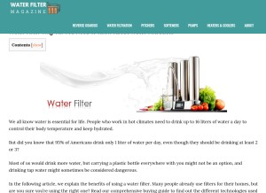 How waterfiltermag.com looks like on a tablet such as an iPad.